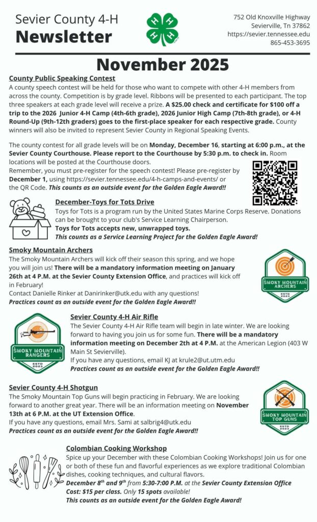 November 2025 Newsletter Back Page